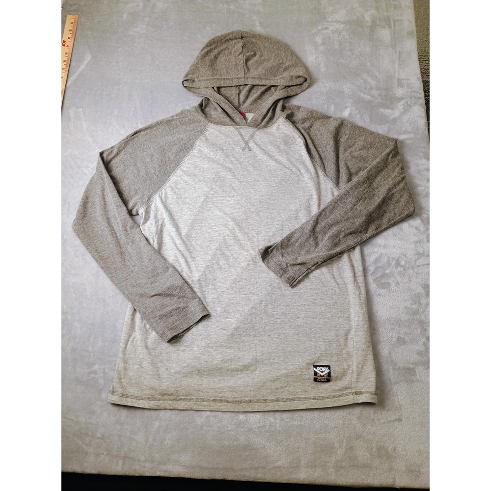 Pony Hoodie‎ Mens Medium Gray Lightweight Raglan Long Sleeve Pullover Jersey Top